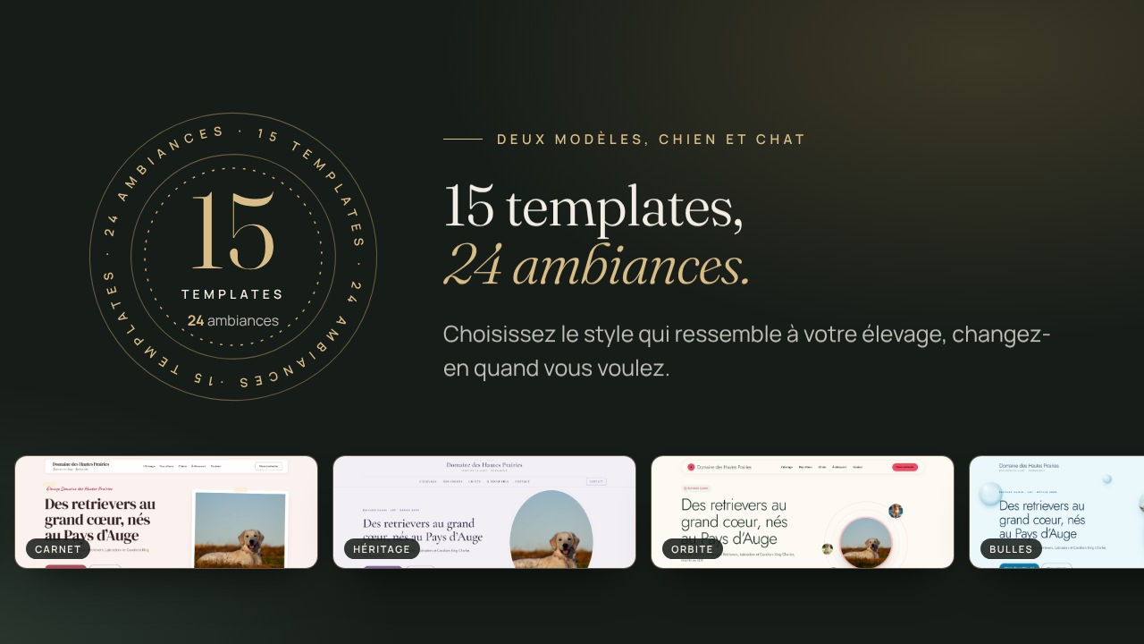 Vidéo de présentation d’Élevage Studio : les modèles de sites Chien et Chat pour éleveurs